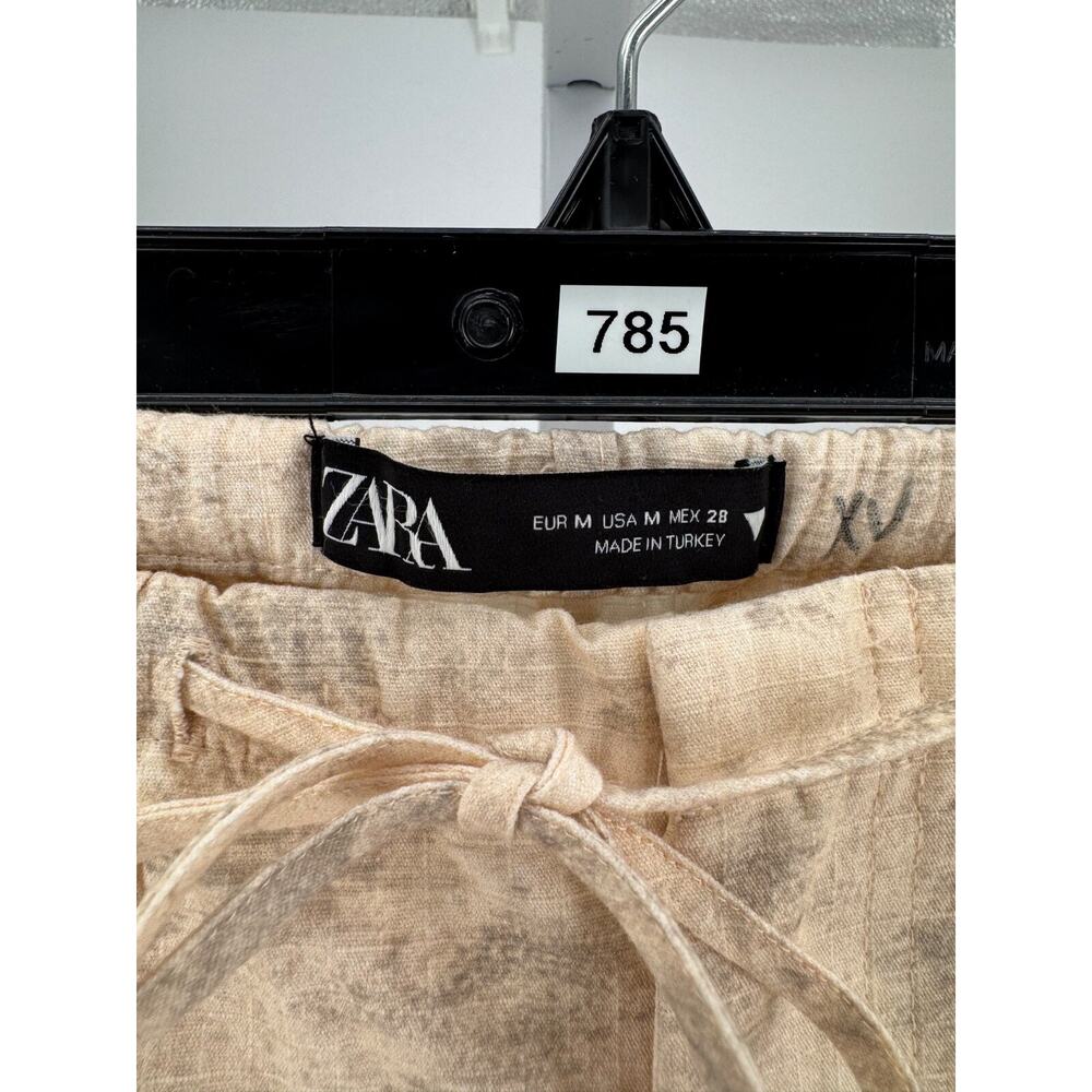 Zara Women's Pink Ecru Baggy Leg Printed Cargo Pants Size Medium - Picture 3 of 3
